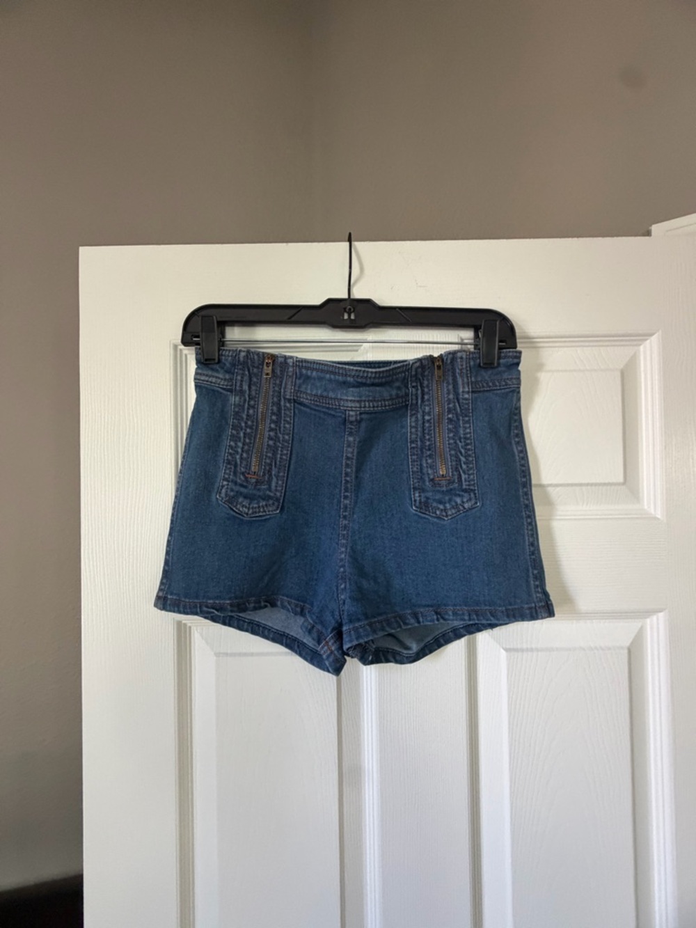 Free People Vintage-Inspired Blue Denim High-Rise Shorts